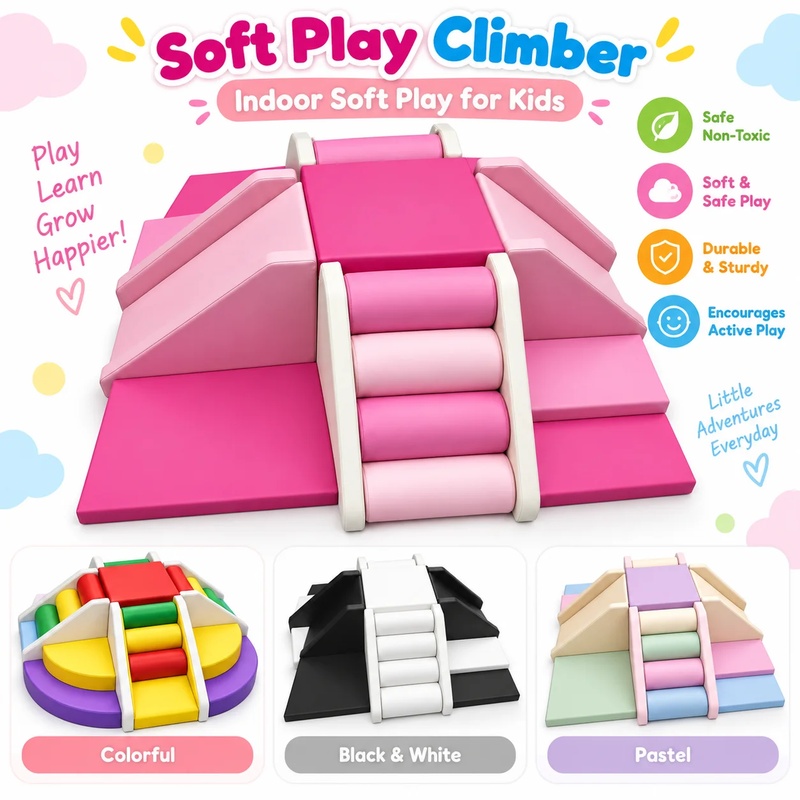 Kids Outdoor Area - Perosotan dan tangga berwarna-warni putih, merah
