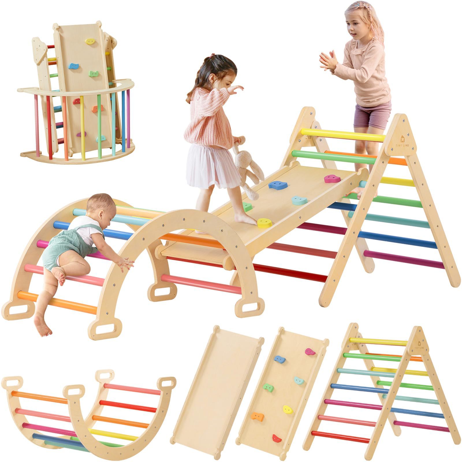 Kids Outdoor Climbing Frame - Rangka Panjat Kayu Solid Serbaguna untuk