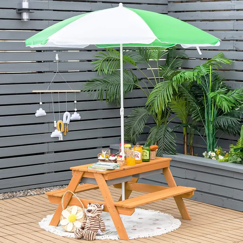 Meja Piknik Kayu 4-in-1 untuk  - Kids Outdoor Furniture Set ulasan dan harga