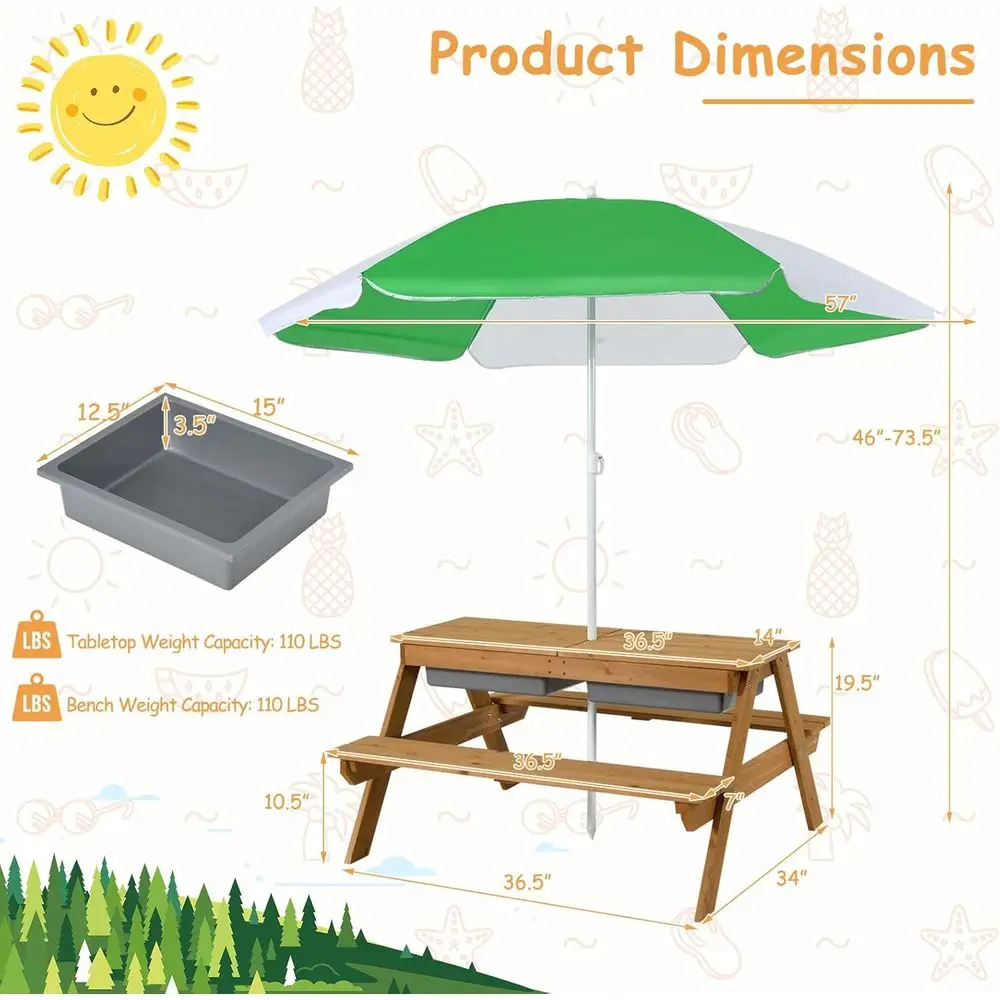 Meja Piknik Kayu 4-in-1 untuk  - Kids Outdoor Furniture Set ulasan dan harga