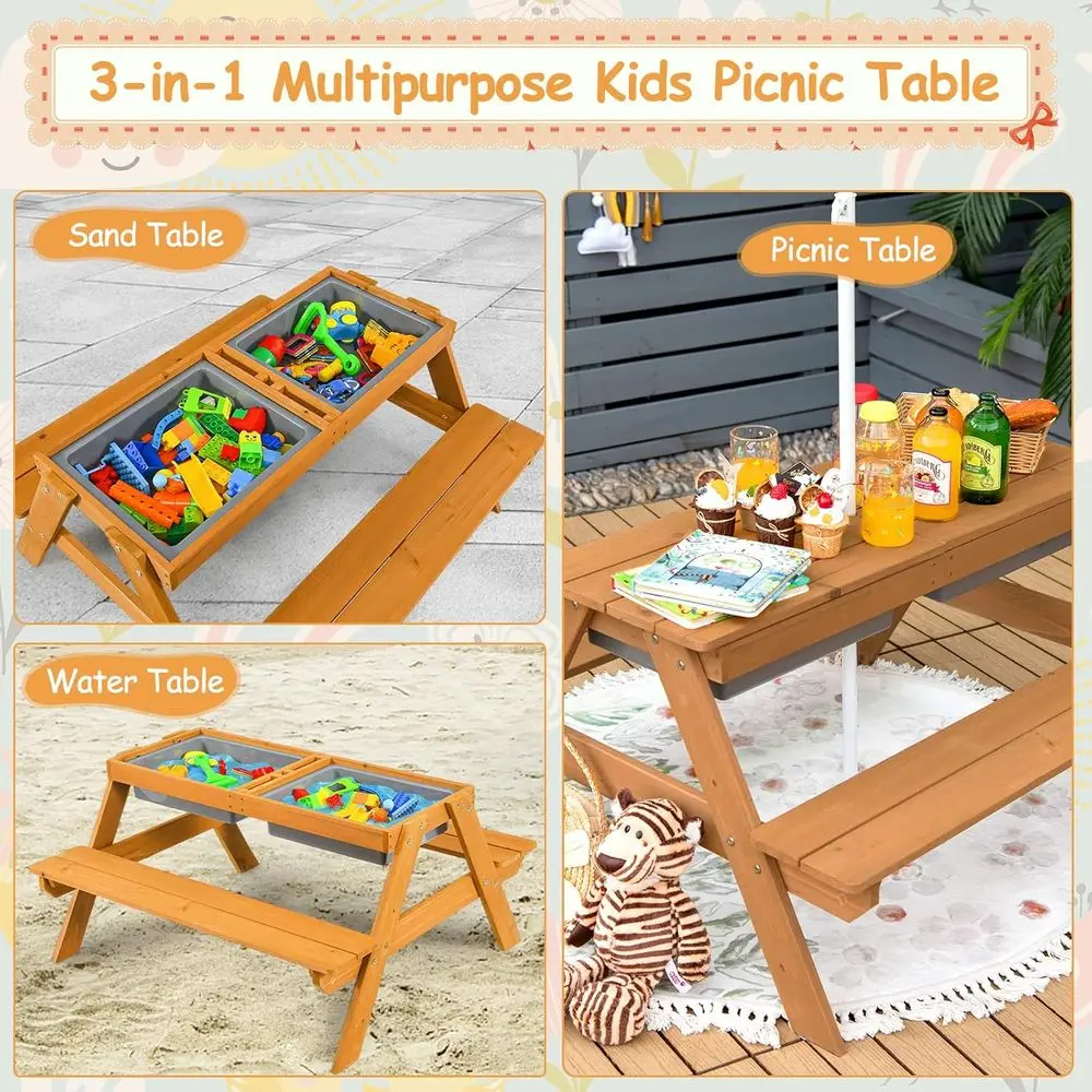 Meja Piknik Kayu 4-in-1 untuk  - Kids Outdoor Furniture Set ulasan dan harga