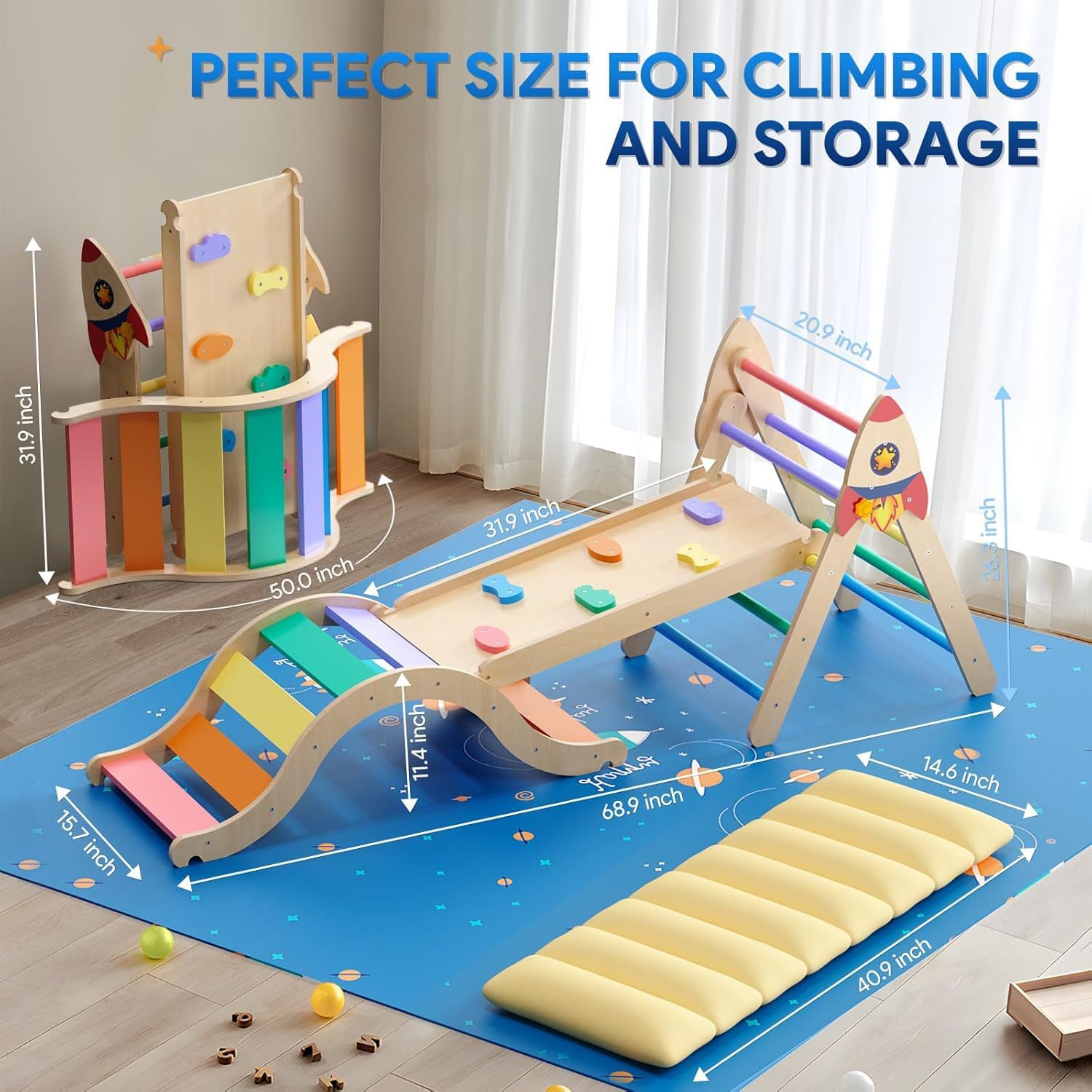 Rangka Panjat Kayu Solid Serba - Kids Outdoor Climbing Frame ulasan dan harga